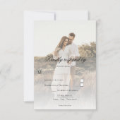 写真モダンとオーバーレイ結婚式RSVPカード 出欠カード (正面)
