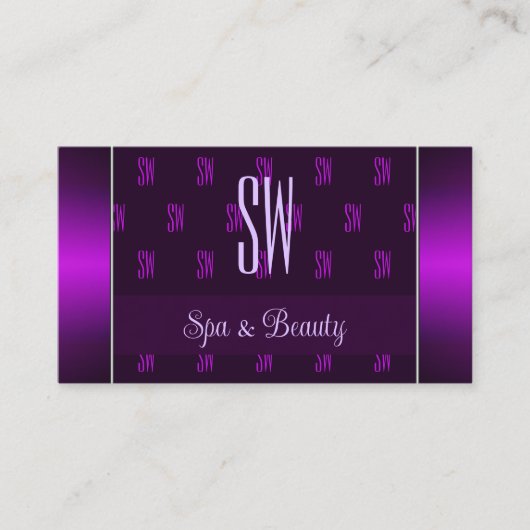 写真モダンとシックなモノグラム模様の紫 名刺 (正面)