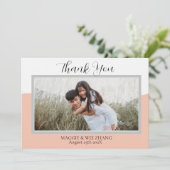 写真モダンとスクリプト文字結婚のサンキューカード 招待状 (スタンド正面)