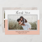 写真モダンとスクリプト文字結婚のサンキューカード 招待状 (正面/裏面)