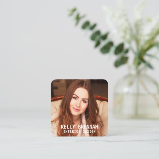 写真モダンとソーシャルメディア付き名刺 スクエア名刺 (スタンド正面)