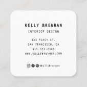 写真モダンとソーシャルメディア付き名刺 スクエア名刺 (裏面)