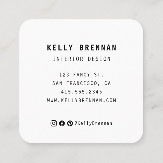 写真モダンとソーシャルメディア付き名刺 スクエア名刺 (裏面)