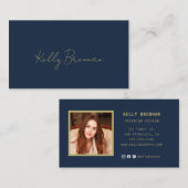 写真モダンとソーシャルメディア付き名刺 名刺 (正面/裏面)