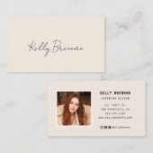 写真モダンとソーシャルメディア付き名刺 名刺 (正面/裏面)