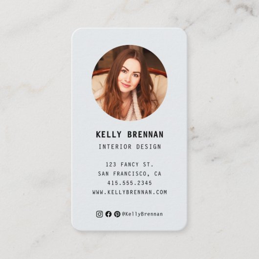 写真モダンとソーシャルメディア付き名刺 名刺 (正面)