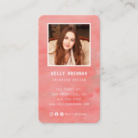 写真モダンとソーシャルメディア付き名刺 名刺 (正面)