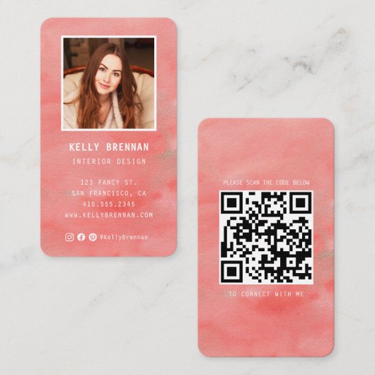 写真モダンとソーシャルメディア付き名刺 名刺 (正面/裏面)