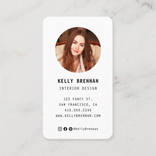 写真モダンとソーシャルメディア付き名刺 名刺 (正面)