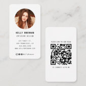 写真モダンとソーシャルメディア付き名刺 名刺 (正面/裏面)