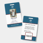 写真モダンとロゴ付きネイビーIDカード バッジ (表裏)