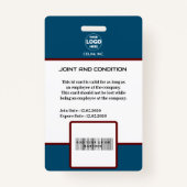 写真モダンとロゴ付きネイビーIDカード バッジ (裏面)