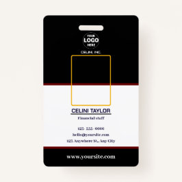 写真モダンとロゴ付きブラックIDカード バッジ