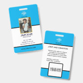 写真モダンとロゴ付きブルーIDカード バッジ (正面＆裏面)