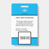 写真モダンとロゴ付きブルーIDカード バッジ (裏面)