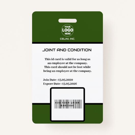 写真モダンとロゴ付き緑のIDカード バッジ (裏面)