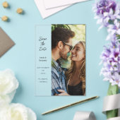 写真モダンと側面の日付の保存 アクリル招待状 (インサイチュ (ウェディング))