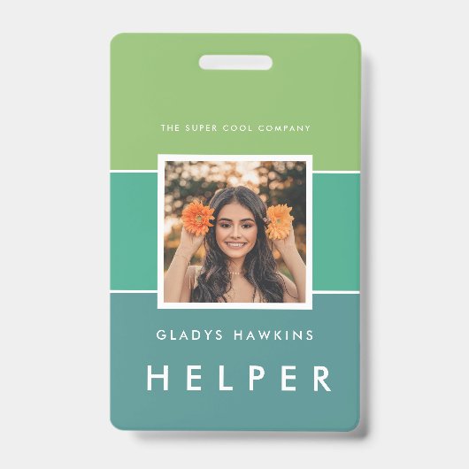 写真モダンと名前スタッフID バッジ (正面)