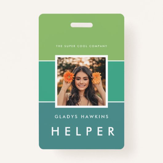 写真モダンと名前スタッフID バッジ (正面)