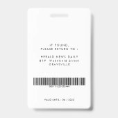 写真モダンと名前Press ID バッジ (裏面)