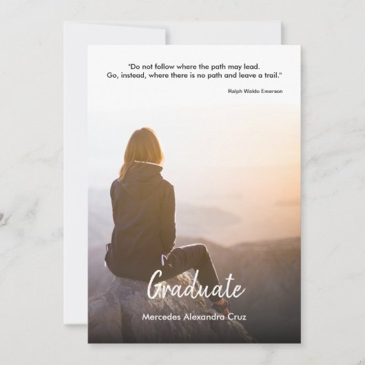 写真モダンと引用文の卒業パーティー付き 招待状 (正面)