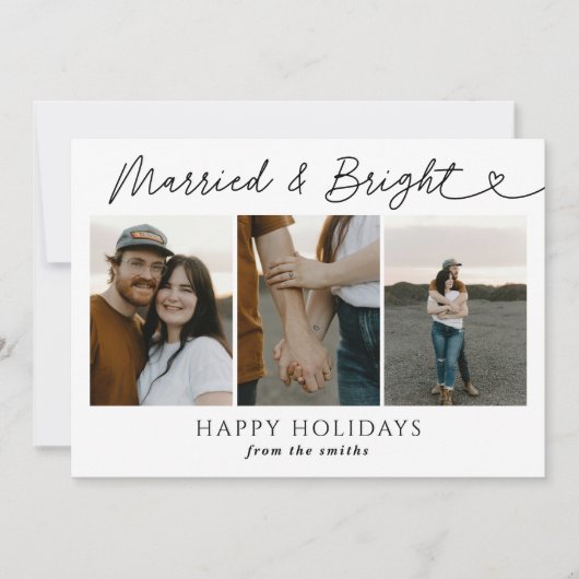 写真モダンと明結婚したるい新婚クリスマス シーズンカード (正面)