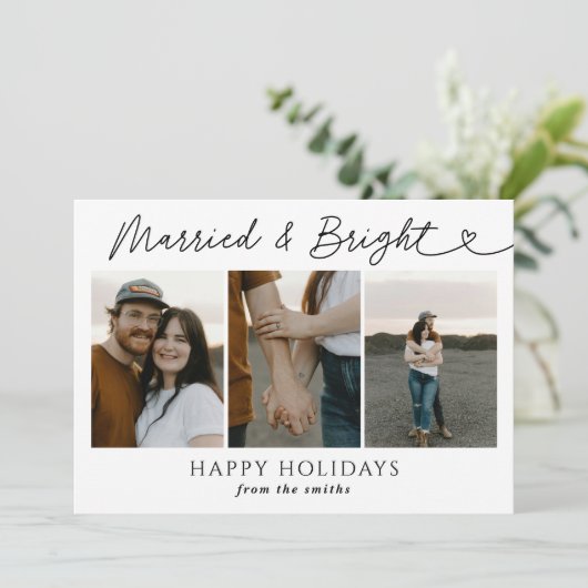 写真モダンと明結婚したるい新婚クリスマス シーズンカード (スタンド正面)