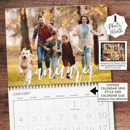 写真モダンと独身のカバーのコラージュのカスタム色 カレンダー