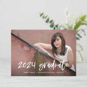 写真モダンと白の手書き文字卒業 案内状 (スタンド正面)