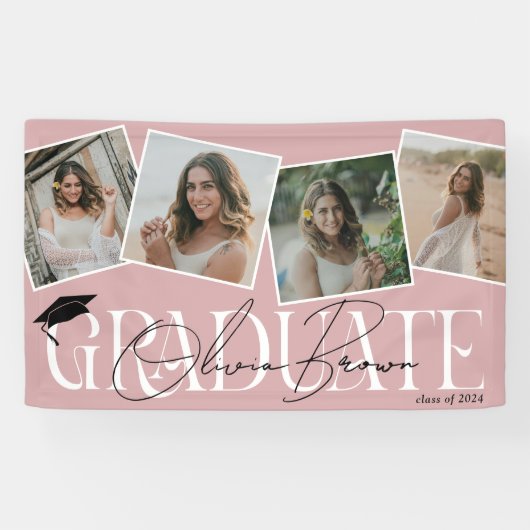 写真モダンと署名の卒業パーティー 横断幕 (横)