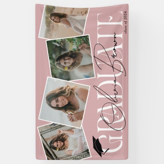 写真モダンと署名の卒業パーティー 横断幕 (縦)