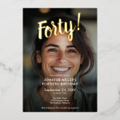 写真モダンと金箔40歳の誕生日 箔招待状 (正面)