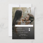 写真モダンと黒のオーバーレイ結婚式RSVPカード 出欠カード (正面)