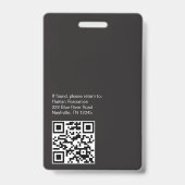 写真モダンとQRコード付き従業員IDバッジ バッジ (裏面)