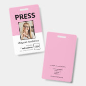 写真モダンとQRコード付きIDバッジを押す バッジ (正面＆裏面)