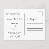 写真モダンのおもしろい子供が日付を保存結婚する 案内ポストカード (裏面)