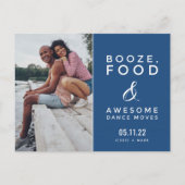 写真モダンのおもしろい結婚式で日付を保存 案内ポストカード (正面)