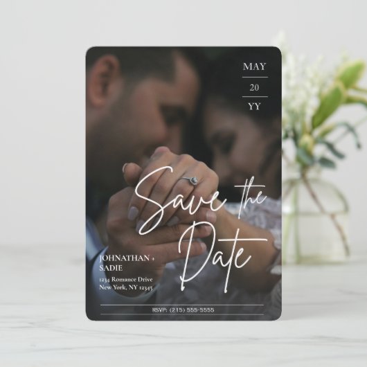 写真モダンのウェディングの日付を保存 (スタンド正面)