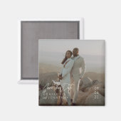 写真モダンのウェディングの日付を保存 マグネット (正面/裏面)