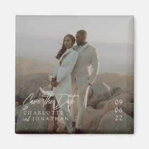 写真モダンのウェディングの日付を保存 マグネット