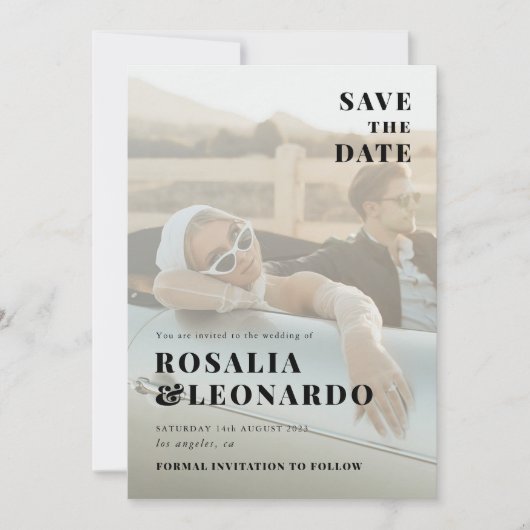 写真モダンのウェディングは日付を保存 招待状 (正面)
