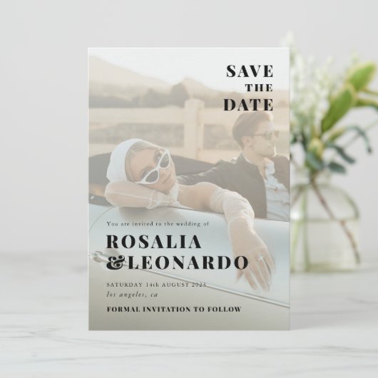 写真モダンのウェディングは日付を保存 招待状 (スタンド正面)