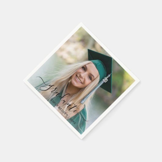 写真モダンのエレガント卒業 スタンダードカクテルナプキン (角)