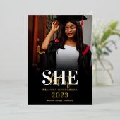 写真モダンのエレガント卒業 箔招待状 (立ち正面)