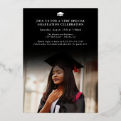 写真モダンのエレガント卒業 箔招待状 (裏面)