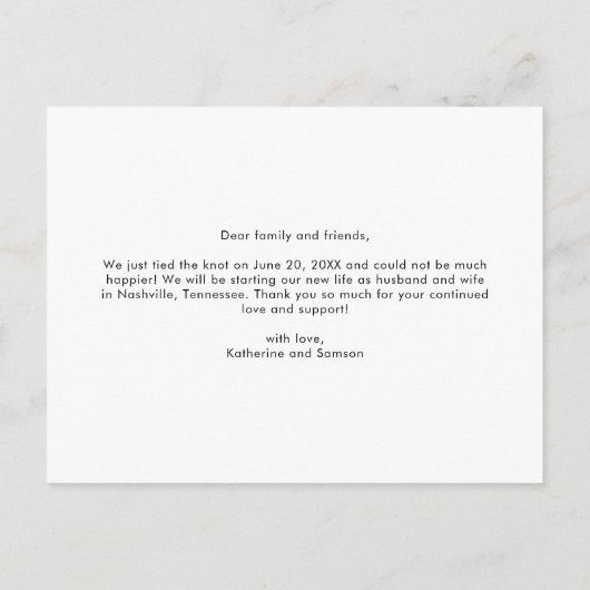 写真モダンのエロ結婚したペ結婚ン 案内ポストカード (裏面)