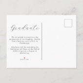 写真モダンのカジュアル卒業 案内ポストカード (裏面)