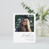 写真モダンのカジュアル卒業 案内ポストカード (スタンド正面)