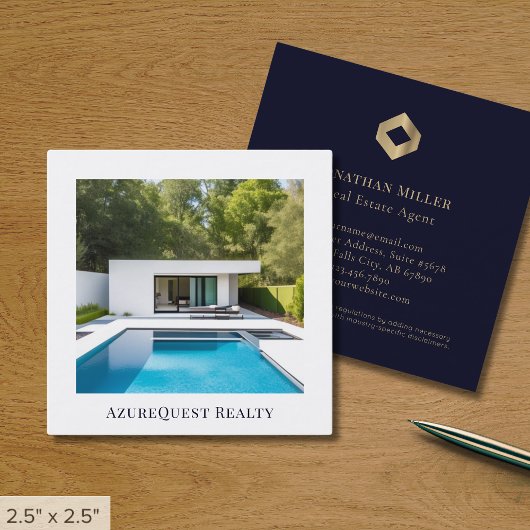 写真モダンのカスタムロゴ スクエア名刺