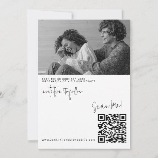 写真モダンのカスタムQRコード日付の保存 招待状 (裏面)